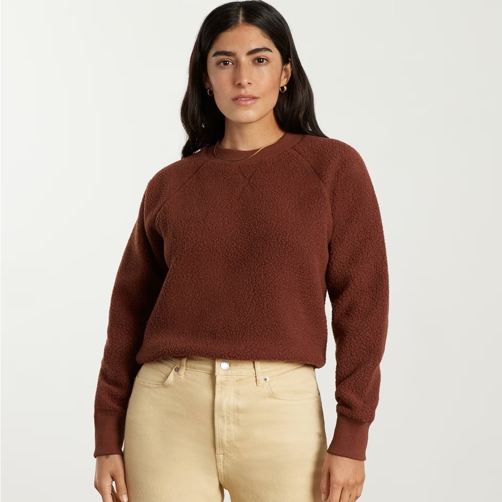 Everlane the ReNew Fleece Raglan Sweatshirt in Rosewood NWT